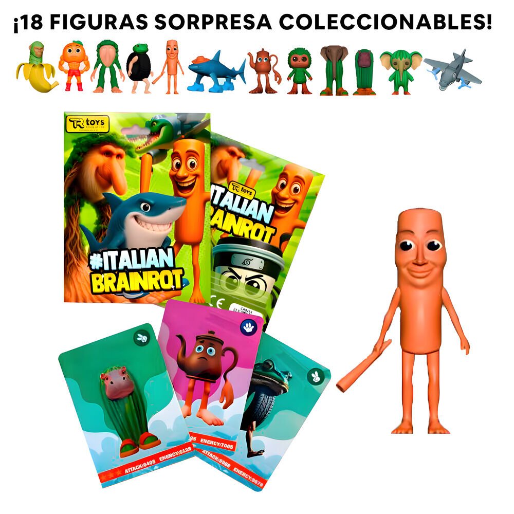 Figuras Italian Brainrot + 3 Cartões Colecionáveis
