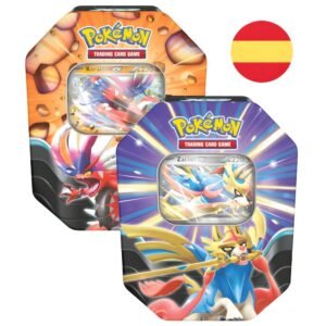 Spanish Pokemon Zacian ex Koraidon ex tin trading card game
