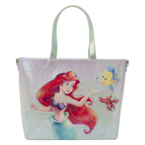 Loungefly Disney The Little Mermaid Ariel, Flounder and Sebastian tote bag with coin bag